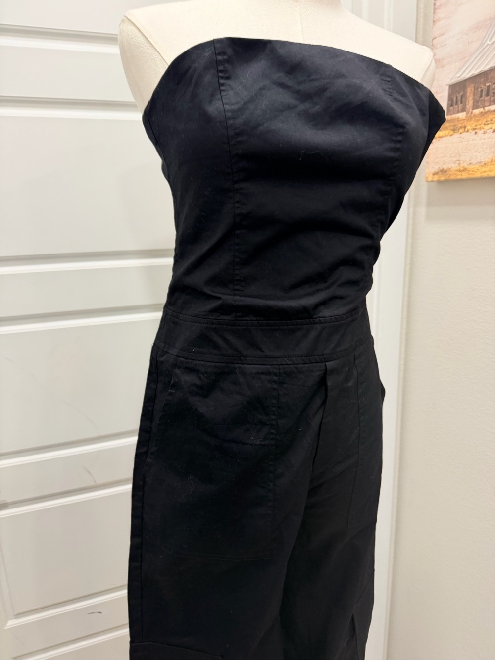 Zara Strapless Black Cargo Jumpsuit - Sleek Women's One-Piece NWT - Picture 7 of 10